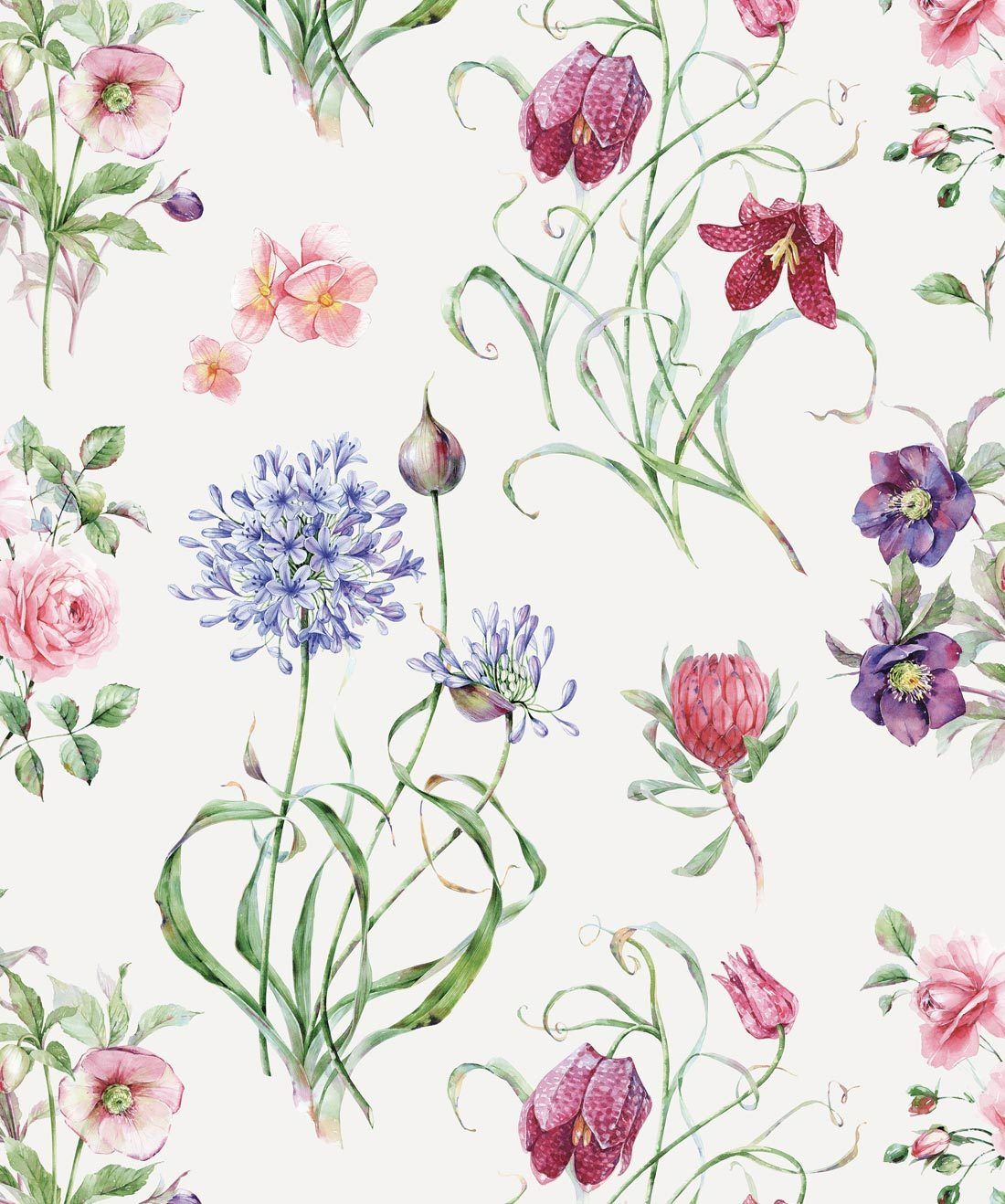 Botanical • Watercolour Floral Motif Wallpaper