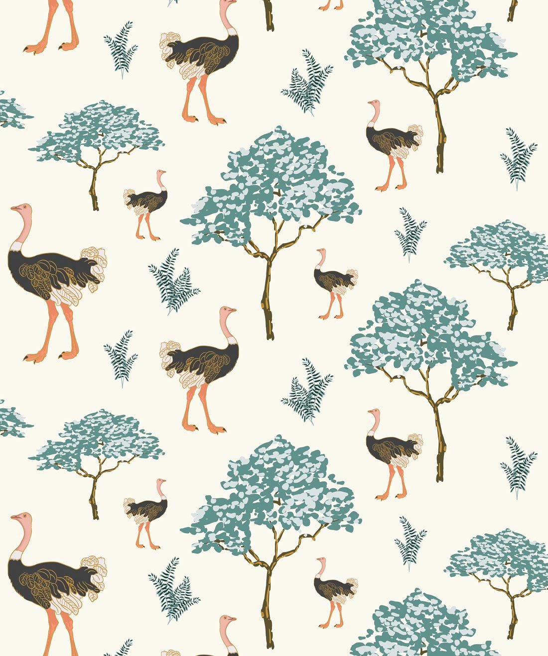Savannah Ostrich Wallpaper