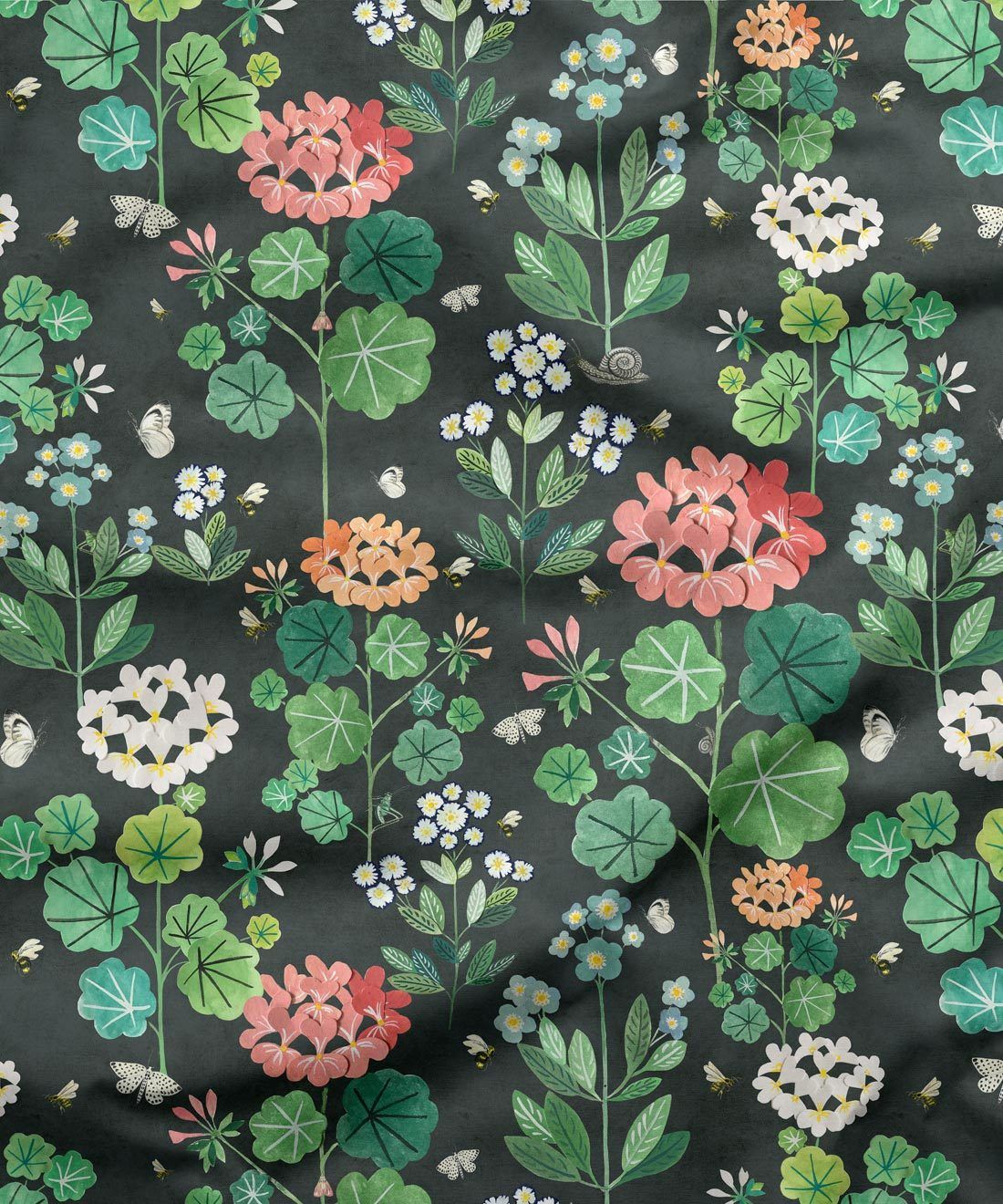 Sophies Garden Charcoal Fabric