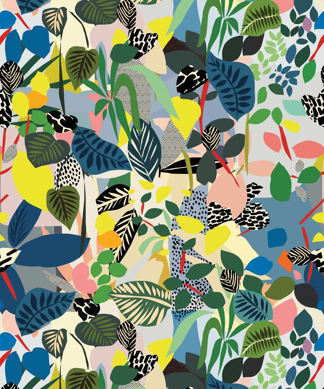 Hockney Wallpaper, Colorful Tropical Botanical Wallpaper by Kitty McCall