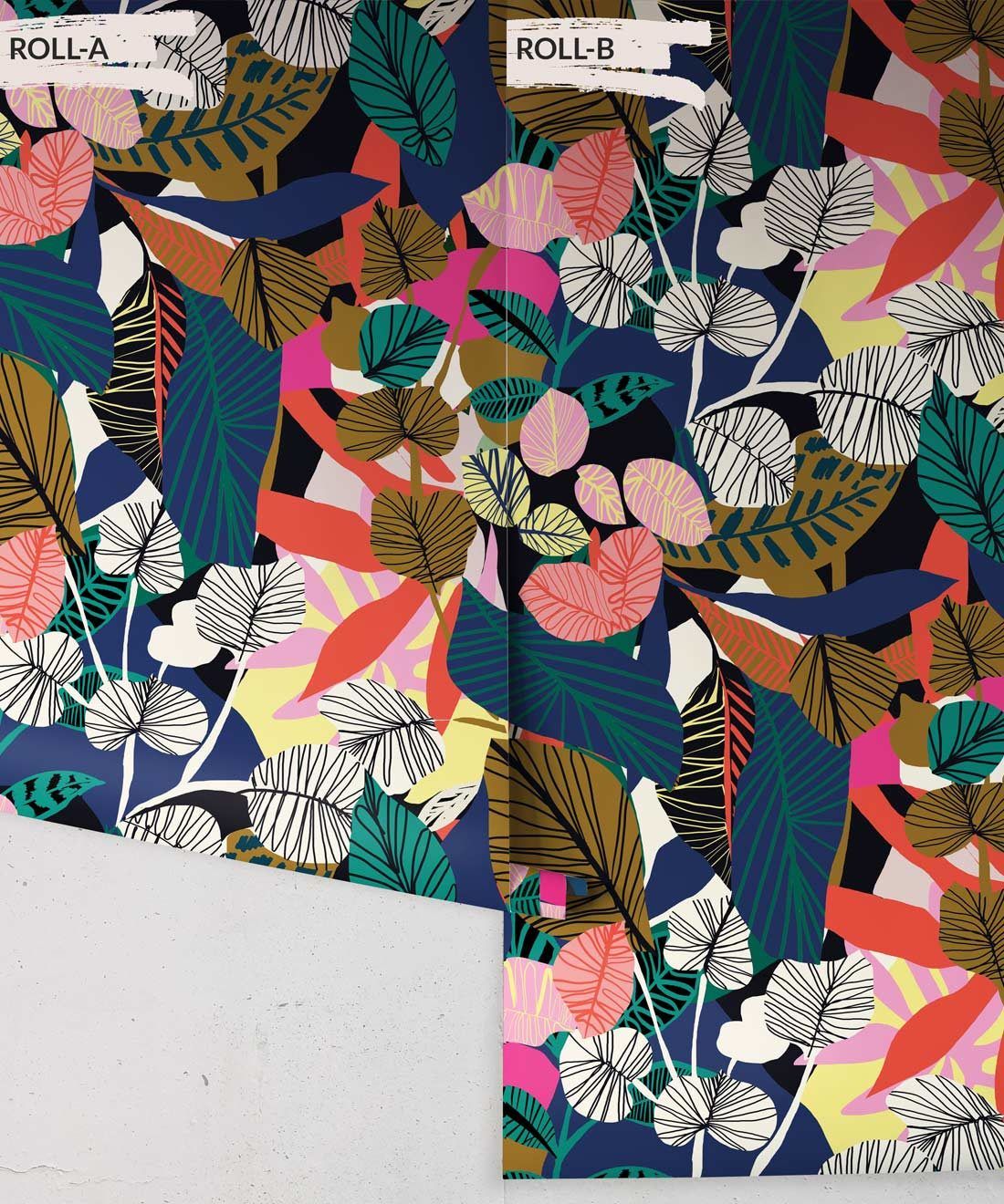 Overgrown Wallpaper, Colourful Banana Leaf wallpaper by Kitty McCall Milton & King, Australia