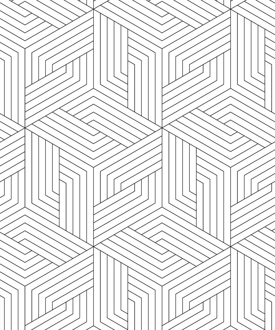 Black Lined Geometric Illusions Wallpaper • Geometric Wallpaper • Milton & King
