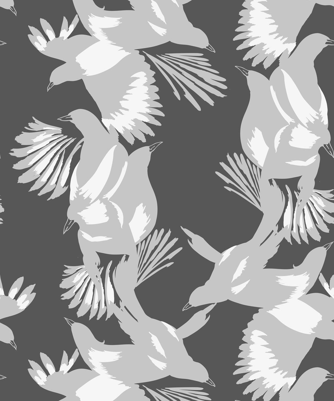 Magpie Wallpaper • Milton & King • Kingdom Home • Bird Wallpaper • Slate Swatch