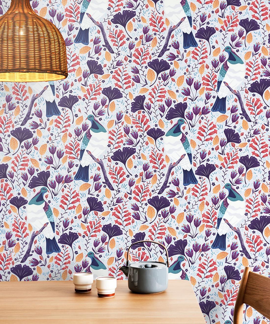 Kereru Wallpaper • Wood Pigeon• Bird Wallpaper •Assorted Color Wallpaper Insitu