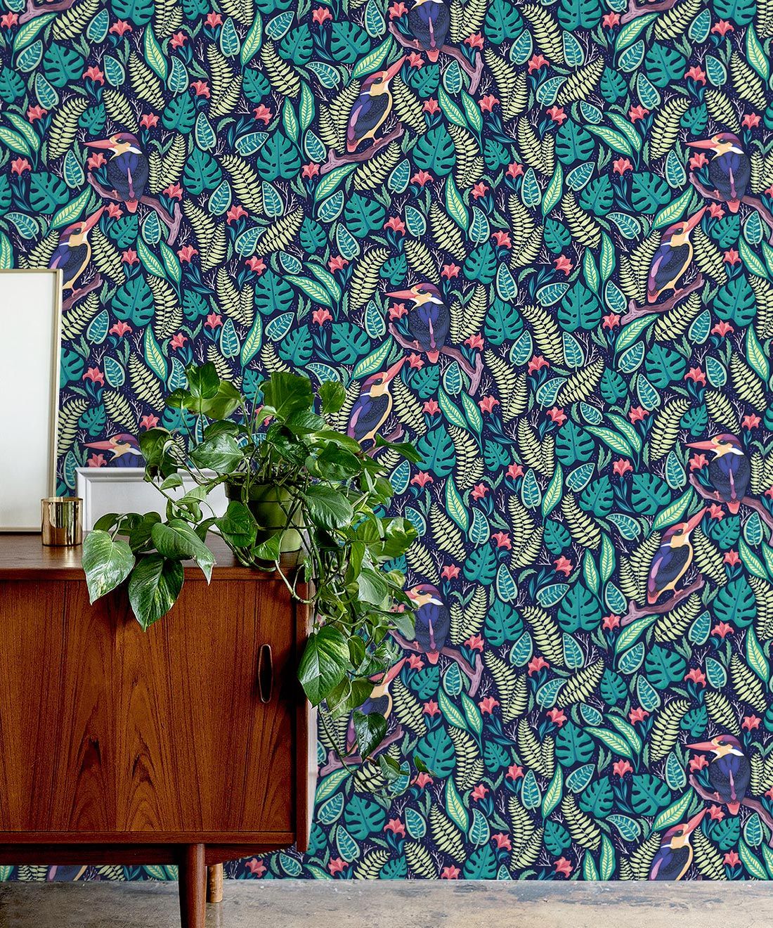 Kingfisher Wallpaper • Bird Wallpaper • Bright Neon Wallpaper Insitu