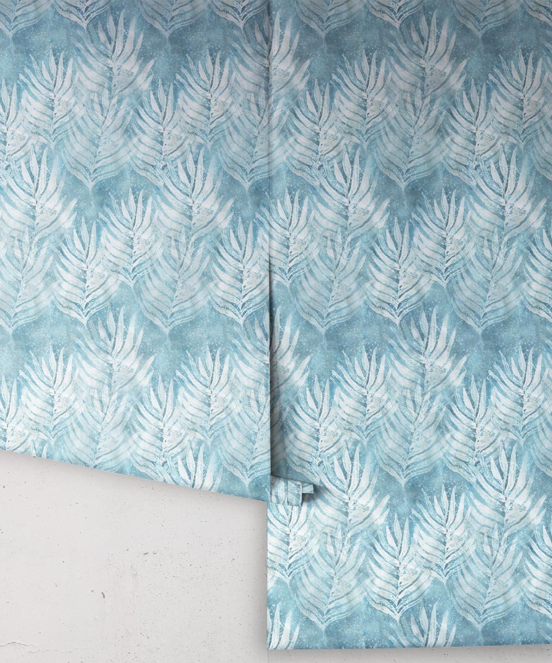Aqua Shibori Leaf Wallpaper
