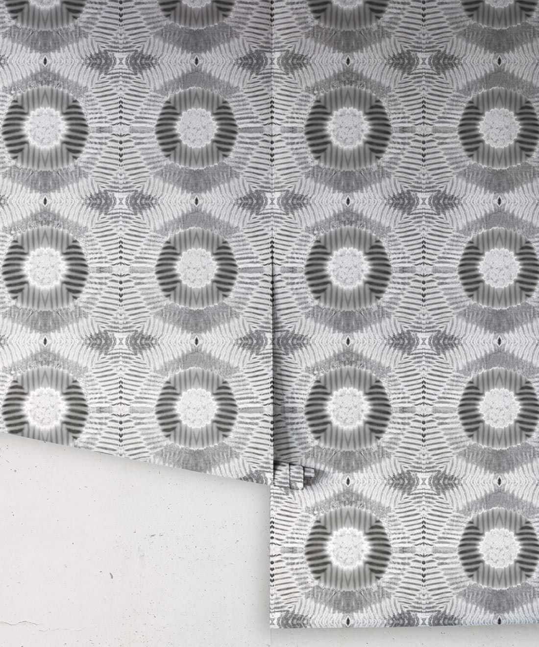 Aztec Suns Wallpaper Gray • Shibori Geometric • Rolls