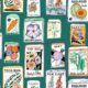Seed Packets Wallpaper featuring watermelon, carrot, beet, beans, poppy, daisy • Teal • swatch