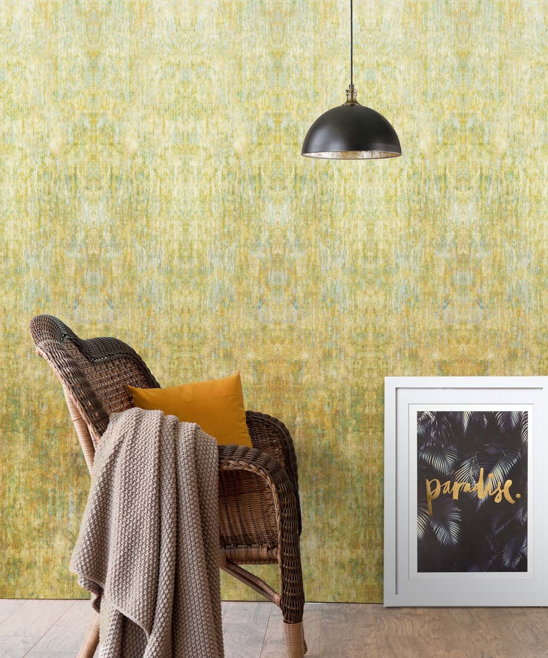 Patina Wallpaper by Simcox • Color Gold • Abstract Wallpaper • insitu