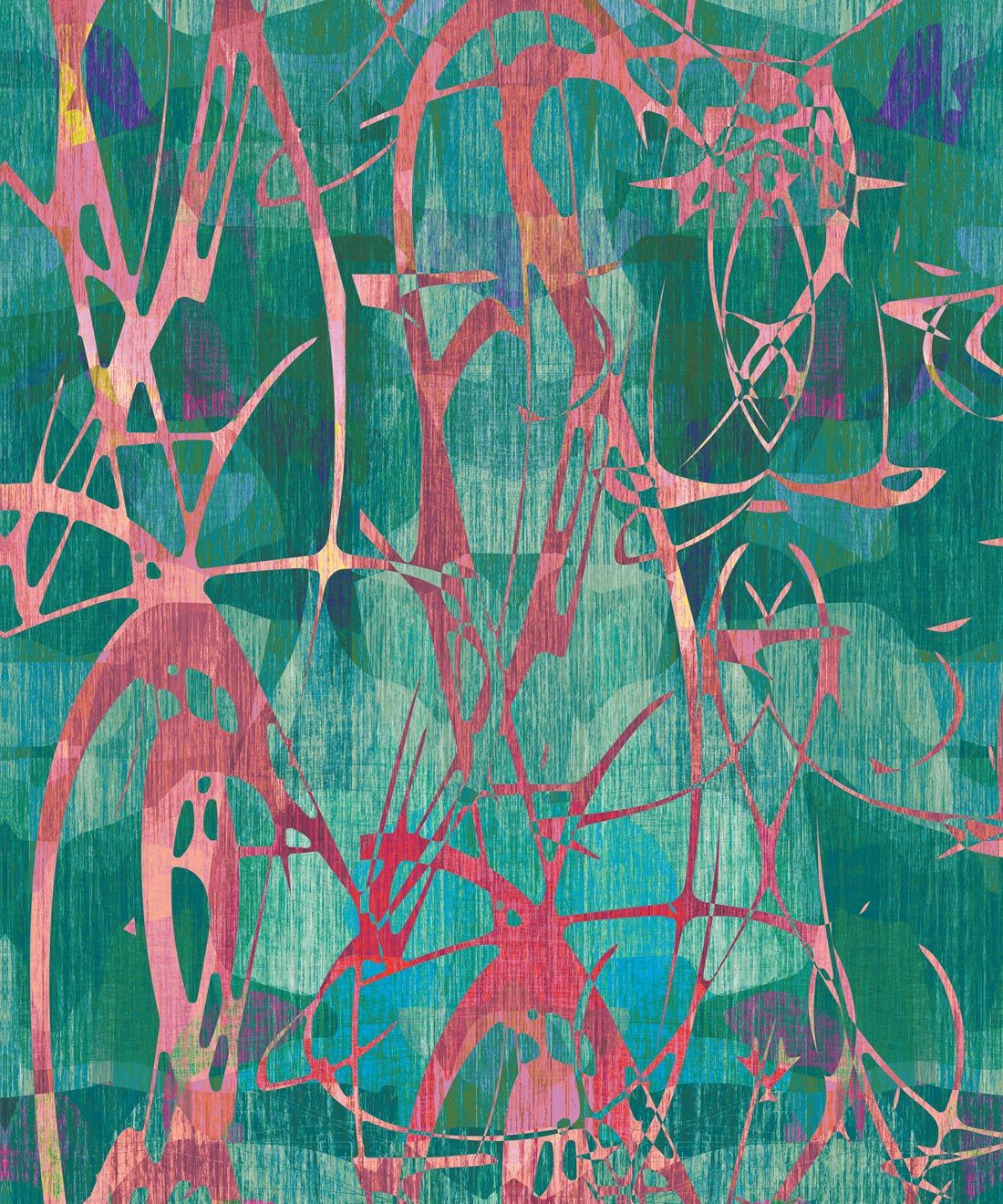 Camoufleur Wallpaper • Rainforest • Teal Wallpaper • Abstract Wallpaper swatch