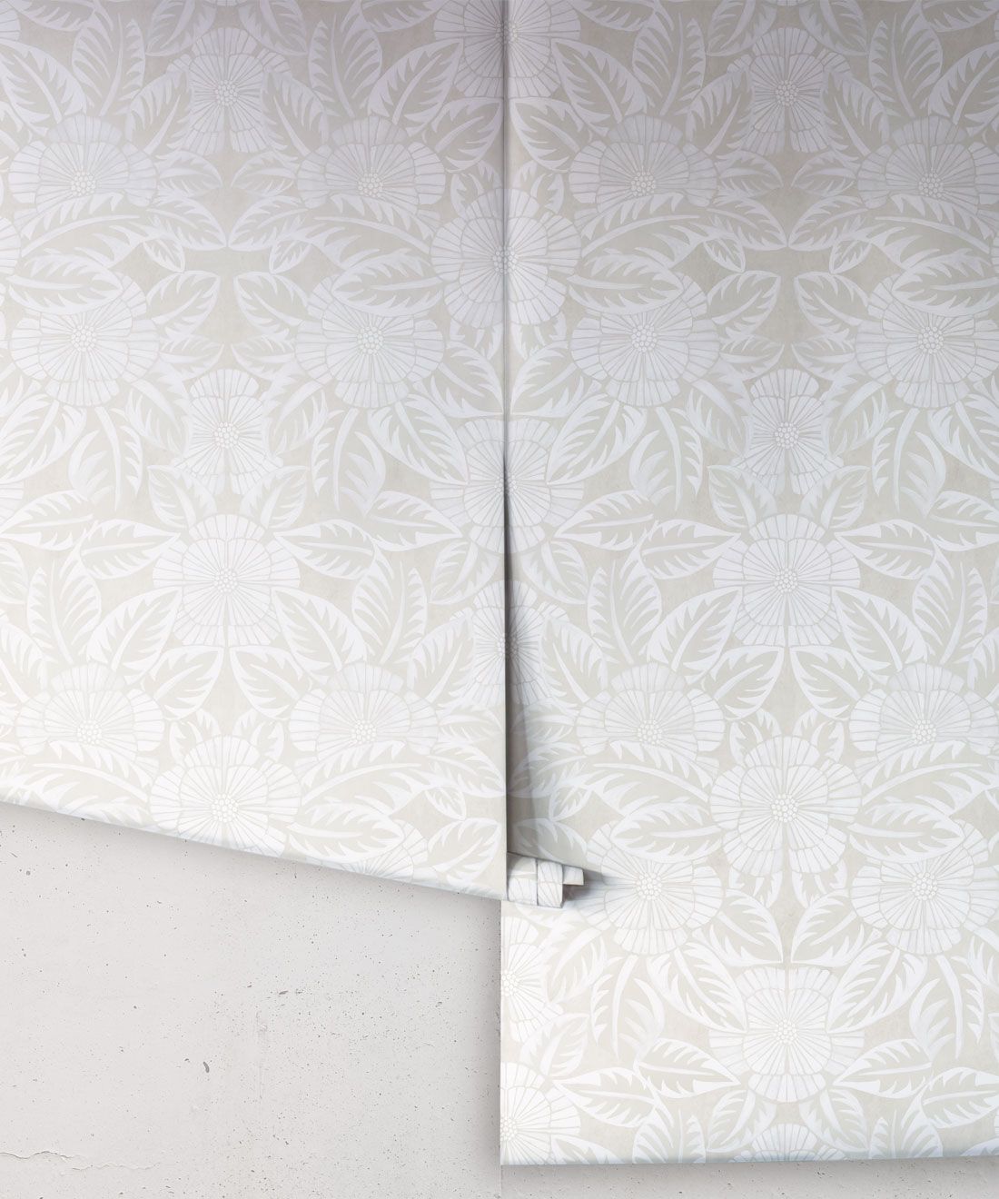 Calcutta Wallpaper • Flower and Leaf Motif Design • Ethnic Wallpaper • Beige Wallpaper • Rolls