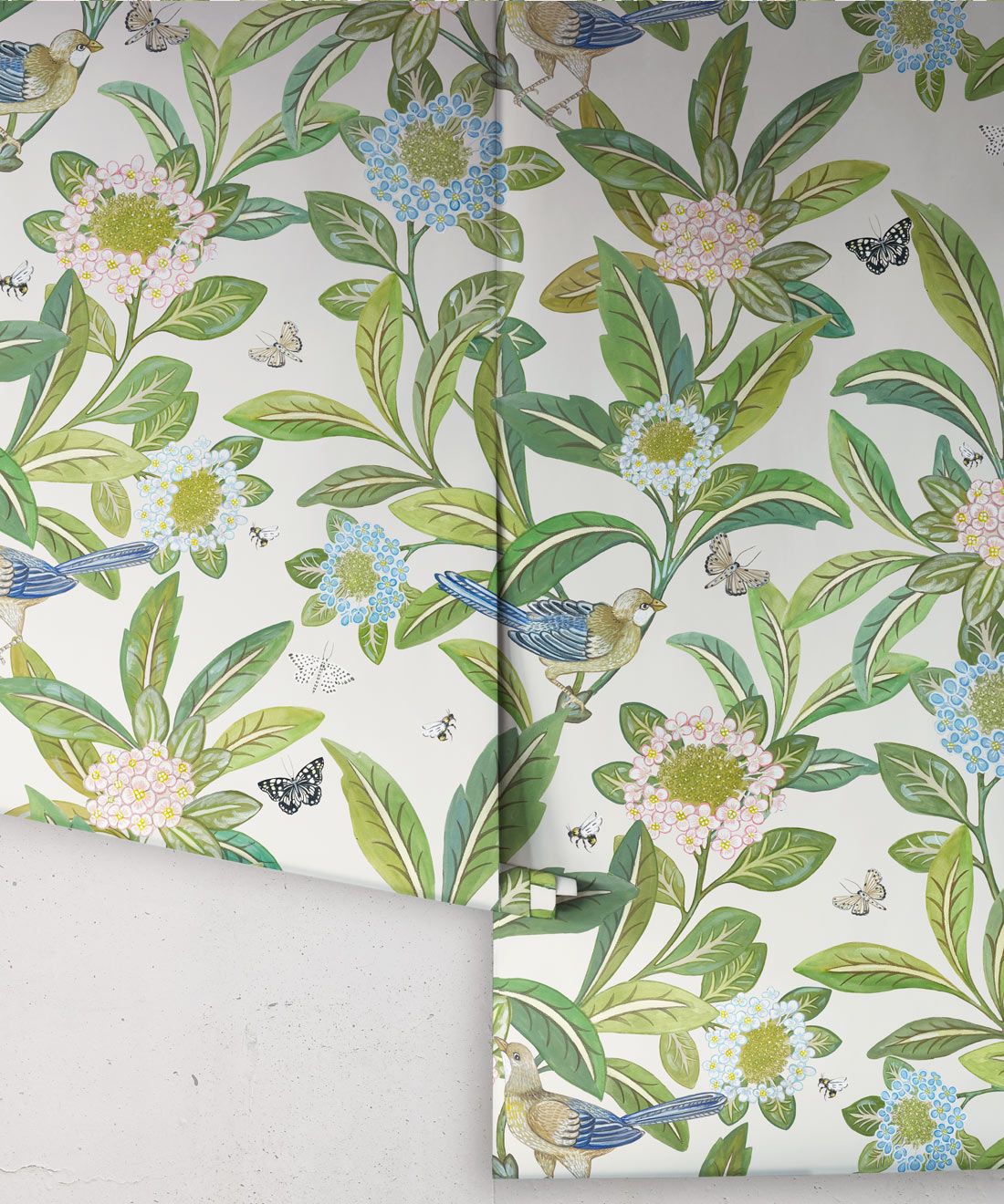 Summer Garden Wallpaper • Ivory Wallpaper • Floral Wallpaper Rolls
