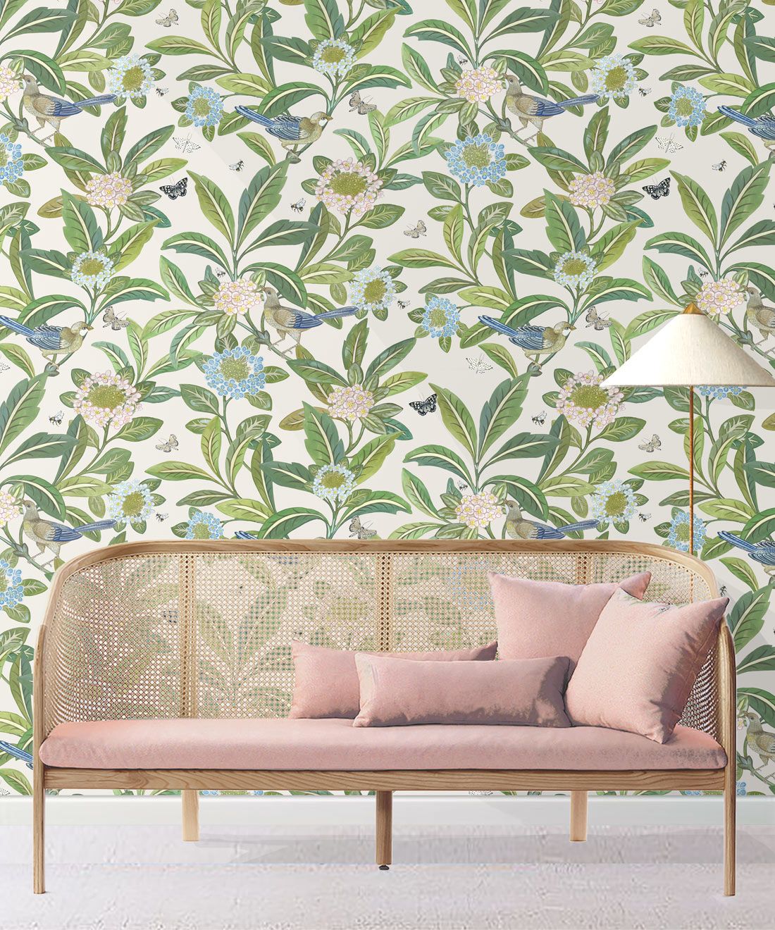 Summer Garden Wallpaper • Ivory Wallpaper • Floral Wallpaper Insitu