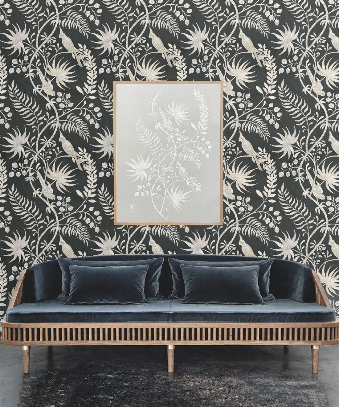 Tropicana Wallpaper • Charcoal • Insitu