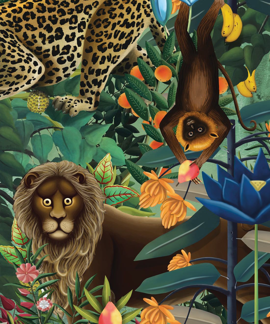 The Jungle Wallpaper • Animal Wallpaper • Botanical Wallpaper • Greenery Wallpaper • Swatch