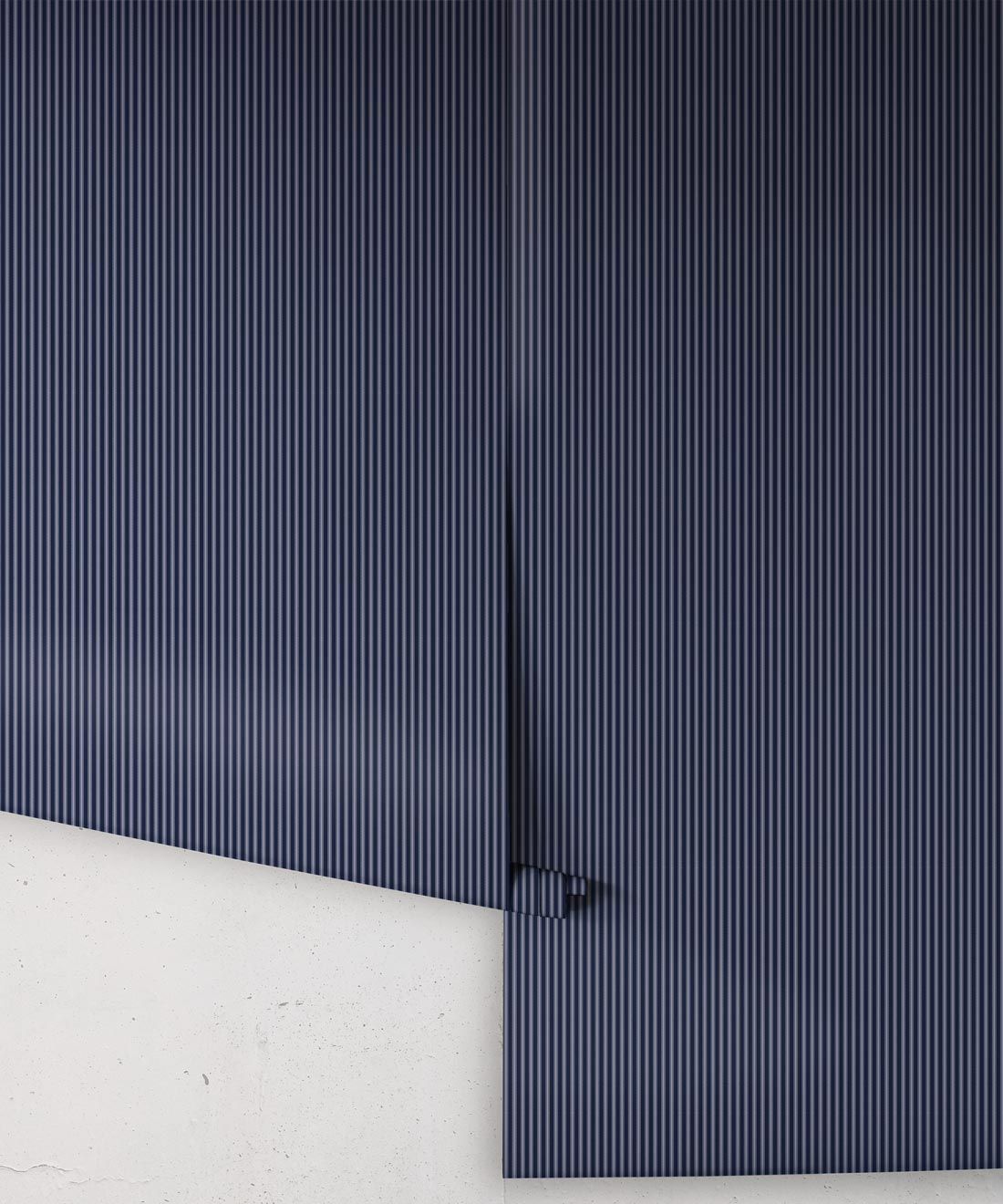 Ticking Stripe Wallpaper • Maastrict Blue Wallpaper • Rolls