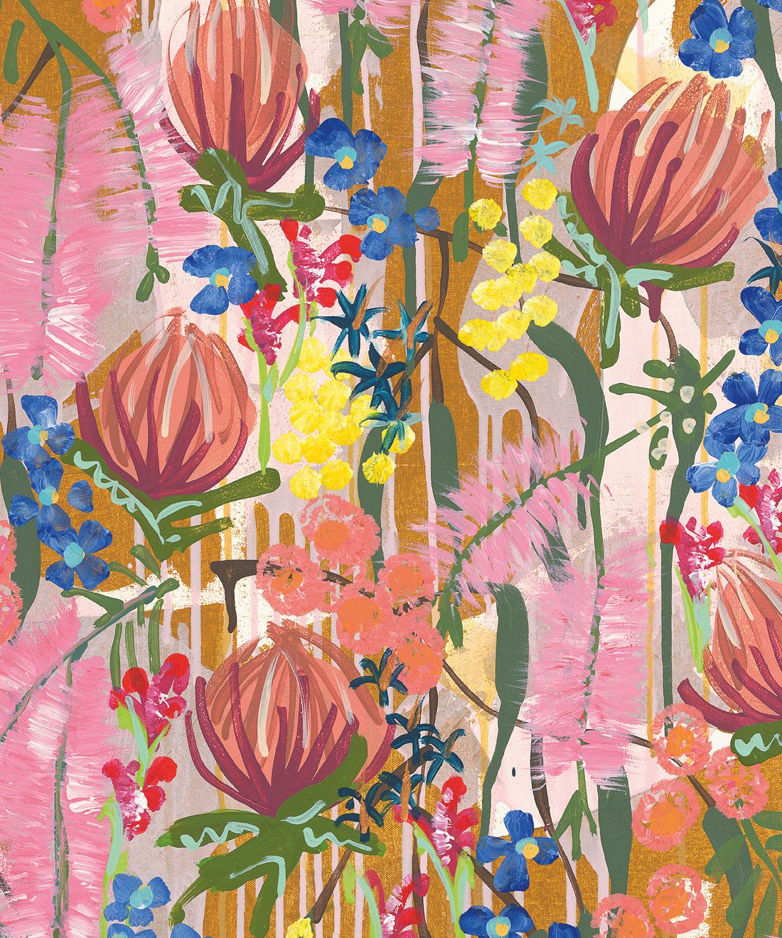 Acacia Wallpaper • Colourful Floral Wallpaper • Tiff Manuell • Abstract Expressionist Wallpaper • Swatch