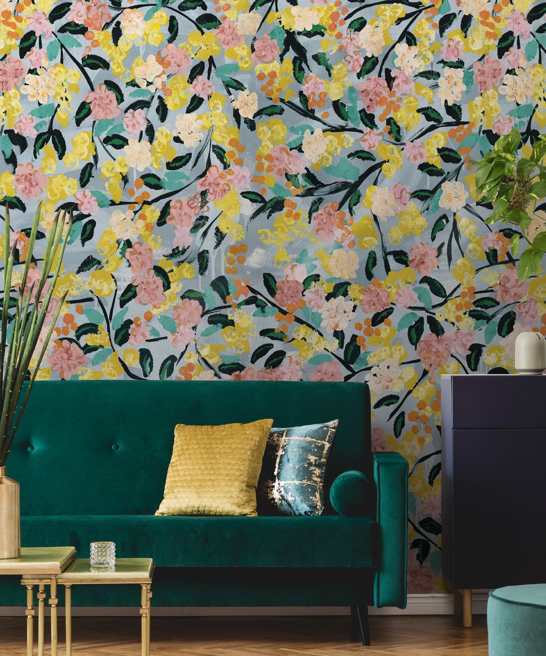 Blossom Wallpaper • Colourful Floral Wallpaper • Tiff Manuell • Abstract Expressionist Wallpaper • Close Up Insitu