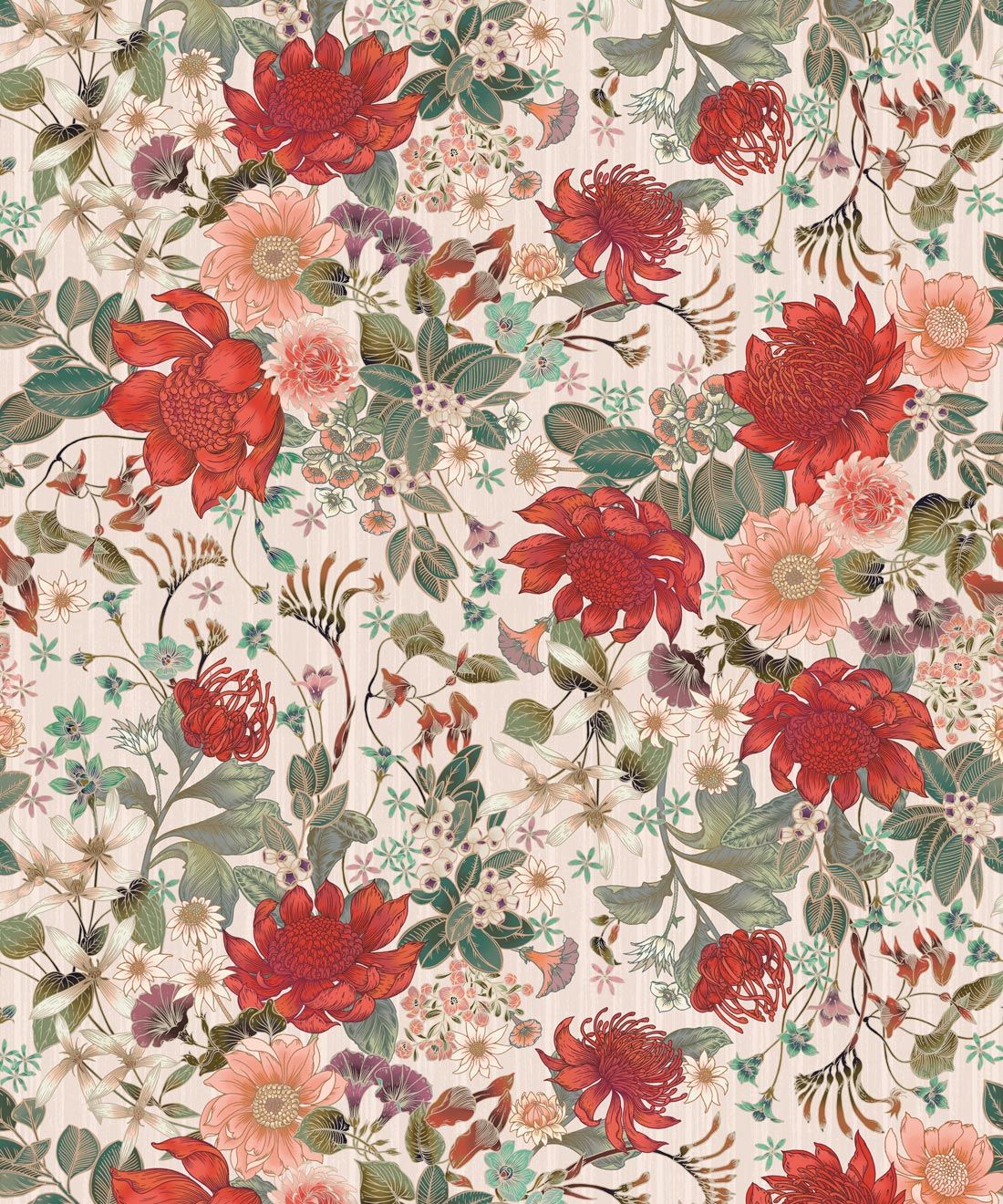 Bouquet Wallpaper • Eloise Short • Vintage Floral Wallpaper • Granny Chic Wallpaper • Grandmillennial Style Wallpaper • Alabaster • Swatch