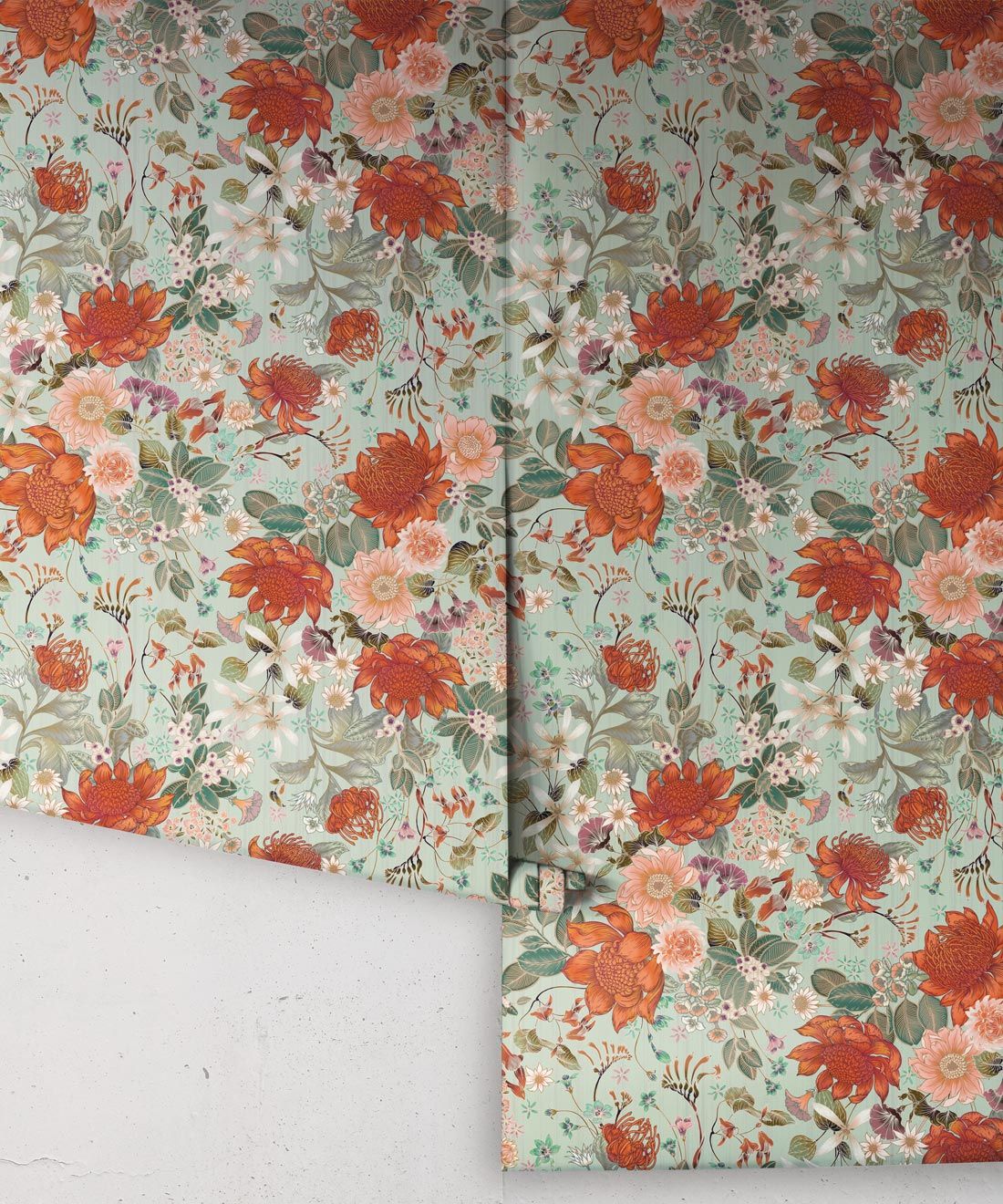 Bouquet Wallpaper • Eloise Short • Vintage Floral Wallpaper • Granny Chic Wallpaper • Grandmillennial Style Wallpaper • Pistachio • Rolls