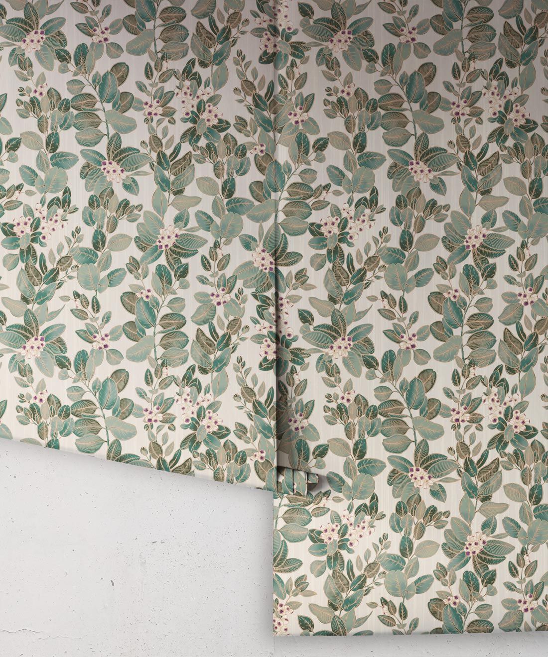 Eucalyptus Wallpaper • Eloise Short • Vintage Floral Wallpaper • Granny Chic Wallpaper • Grandmillennial Style Wallpaper • Pearl • Rolls