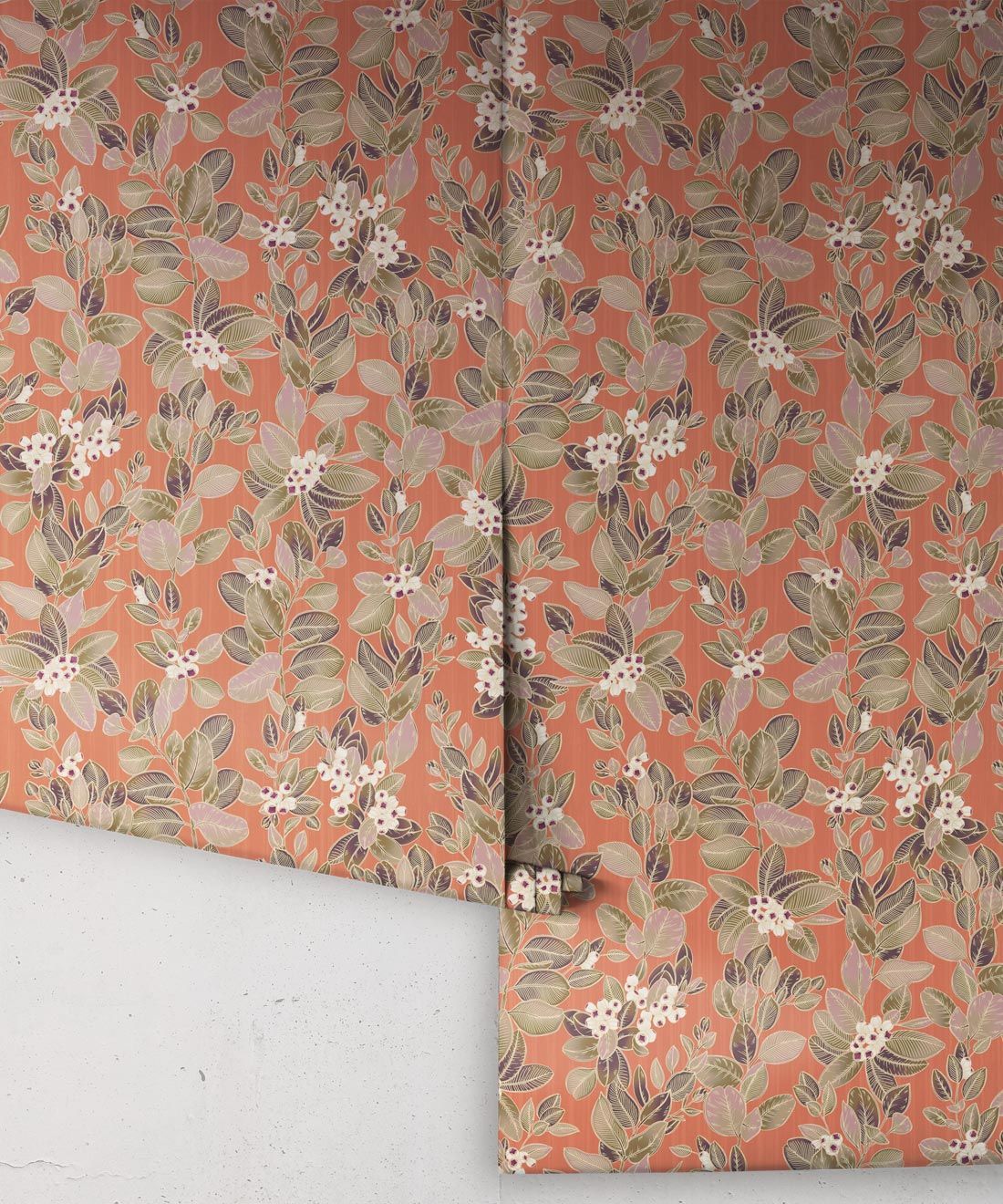 Eucalyptus Wallpaper • Eloise Short • Vintage Floral Wallpaper • Granny Chic Wallpaper • Grandmillennial Style Wallpaper • terracotta • Rolls