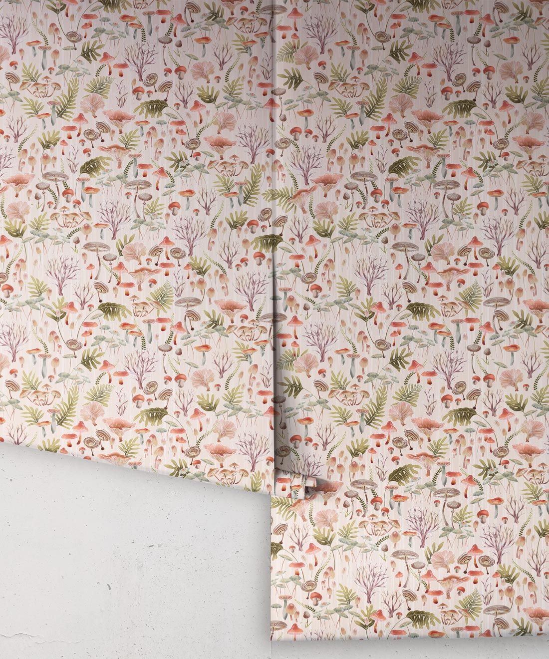 Fungi Wallpaper • Eloise Short • Vintage Floral Wallpaper • Granny Chic Wallpaper • Grandmillennial Style Wallpaper • Latte • Rolls