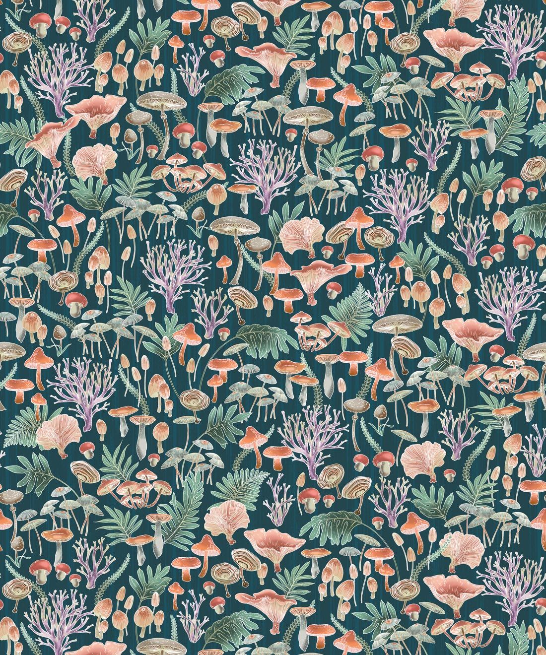 Fungi Wallpaper • Eloise Short • Vintage Floral Wallpaper • Granny Chic Wallpaper • Grandmillennial Style Wallpaper • Ocean • Swatch