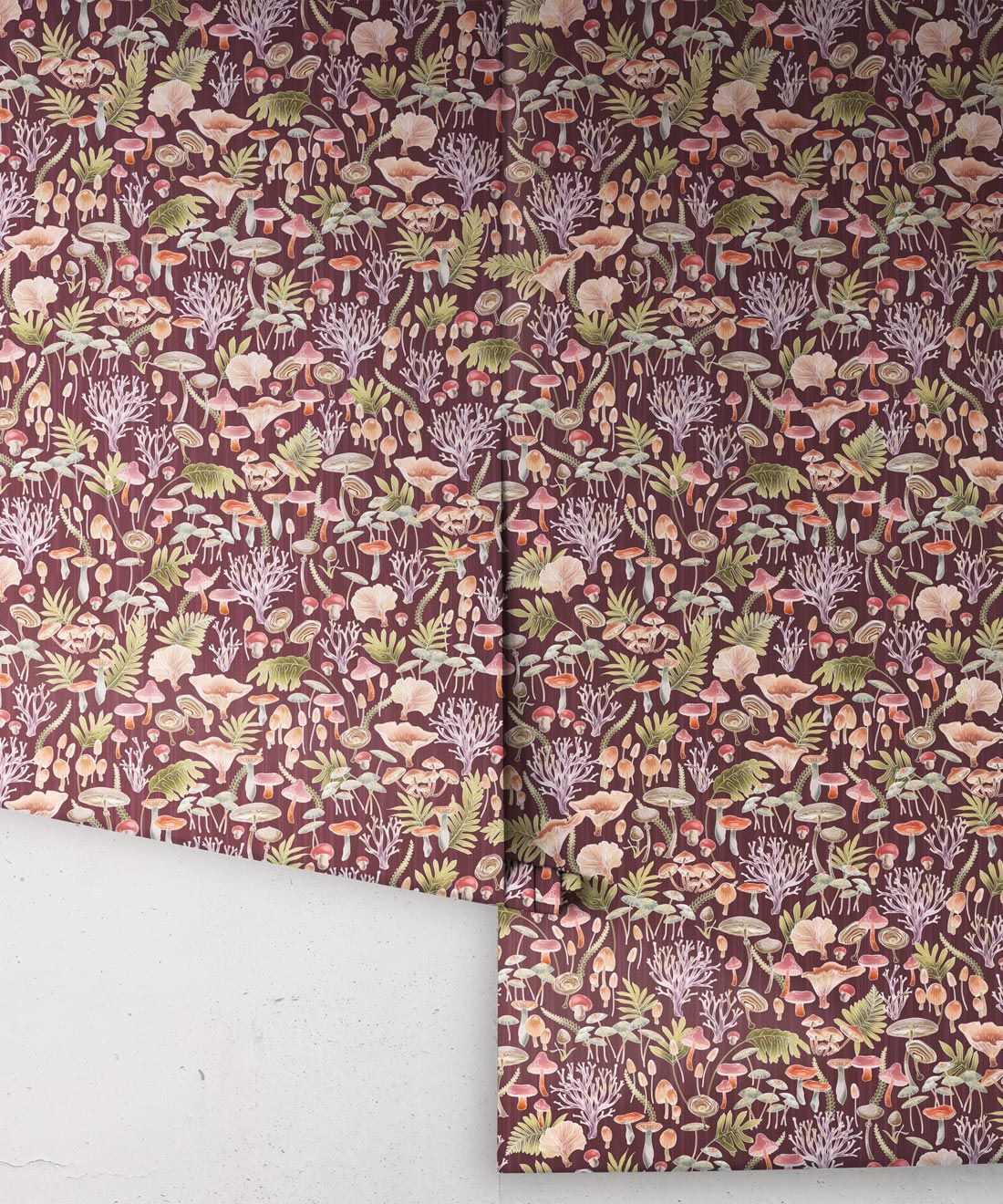 Fungi Wallpaper • Eloise Short • Vintage Floral Wallpaper • Granny Chic Wallpaper • Grandmillennial Style Wallpaper • Wine • Rolls