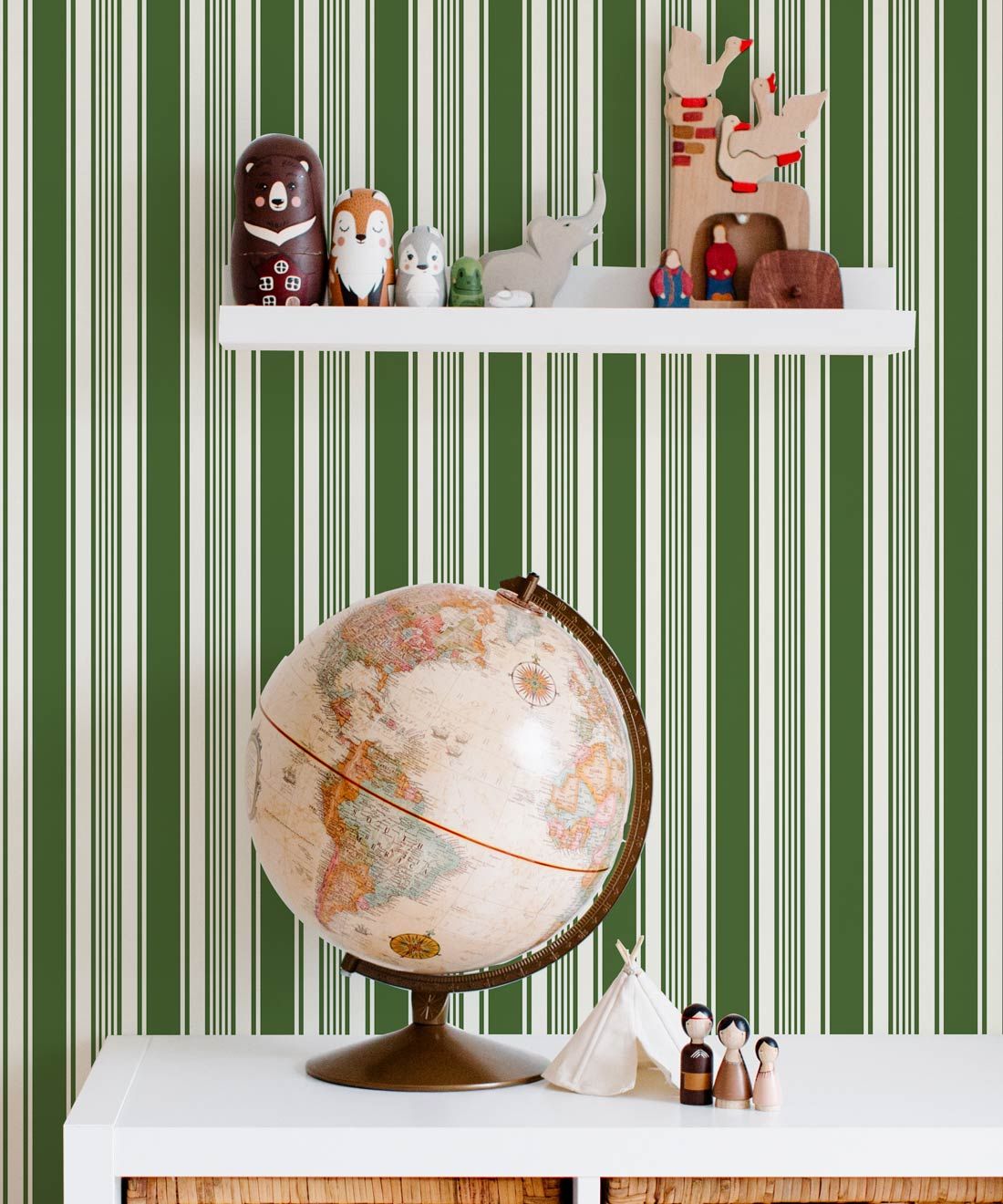 Maynard Wallpaper • Dianne Bergeron • Stripe Wallpaper • Olive • Insitu