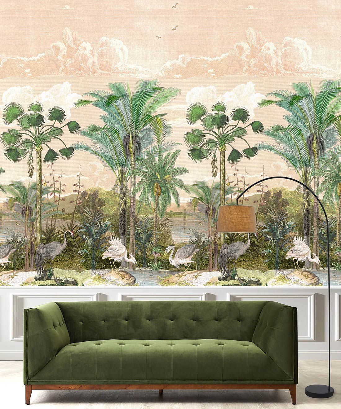 South Asian Subcontinent Wallpaper Mural •Bethany Linz • Palm Tree Mural • Pink • Insitu