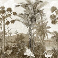 South Asian Subcontinent Wallpaper Mural •Bethany Linz • Palm Tree Mural • Sepia • Swatch