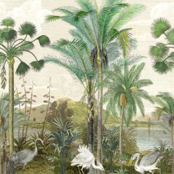 South Asian Subcontinent Wallpaper Mural •Bethany Linz • Palm Tree Mural • Beige • Swatch