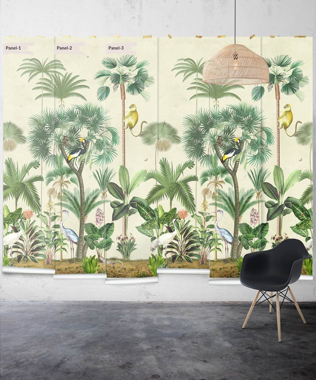 Indian Summer Wallpaper Mural •Bethany Linz • Palm Tree Mural • Aged • Panels