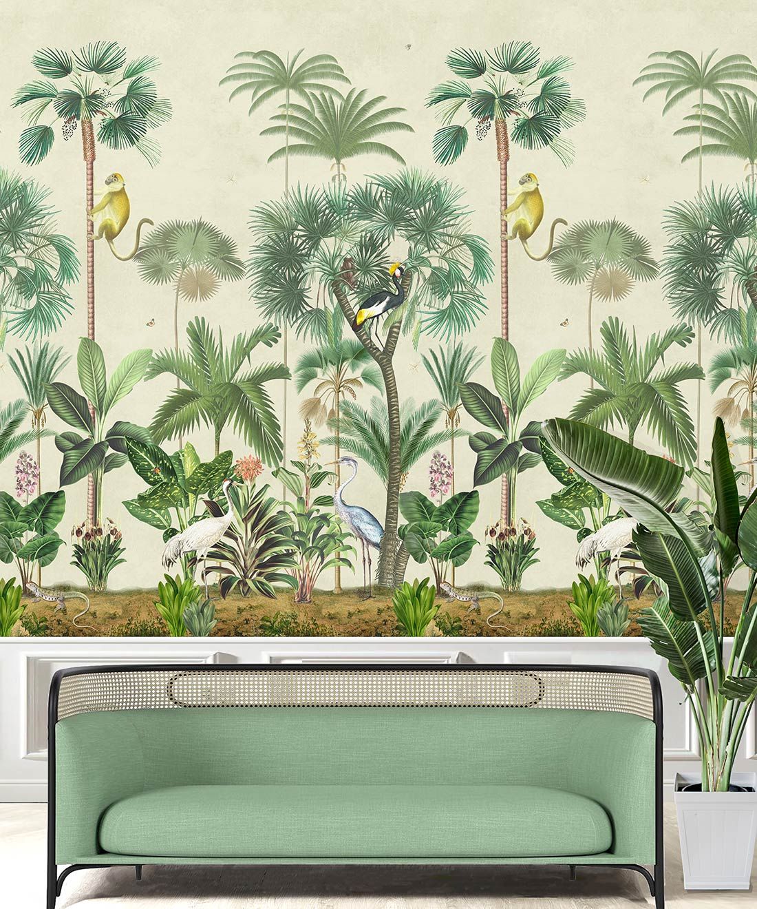 Indian Summer Wallpaper Mural •Bethany Linz • Palm Tree Mural • Aged • Insitu