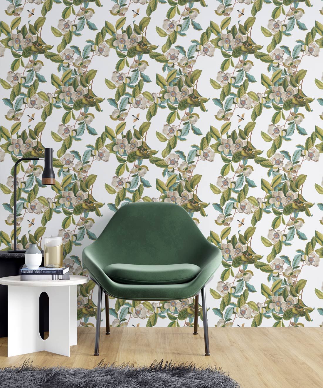 Midsummer Garden Wallpaper • White Floral Wallpaper • Insitu