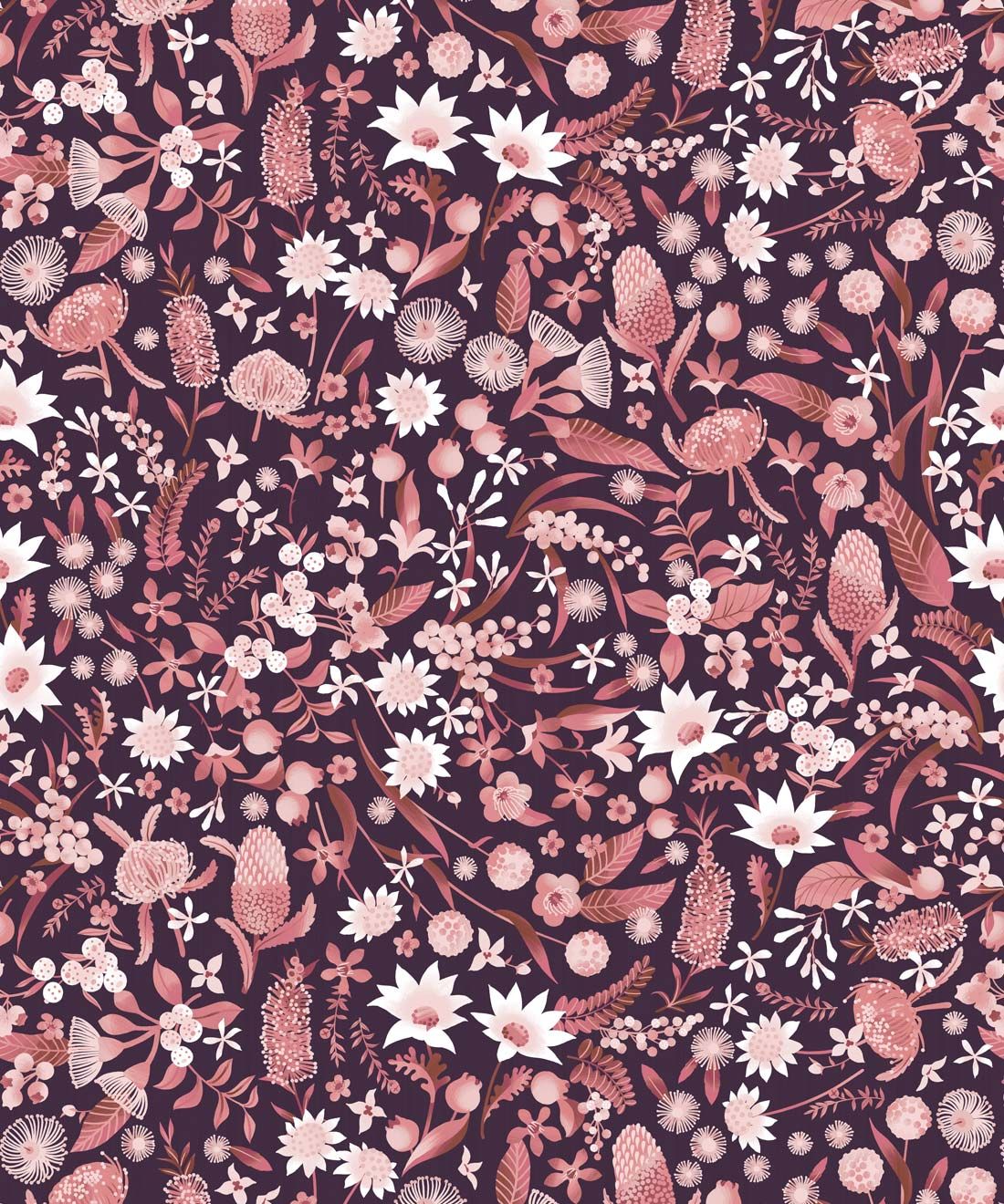 Forest Floral Wallpaper • Mulberry • Swatch