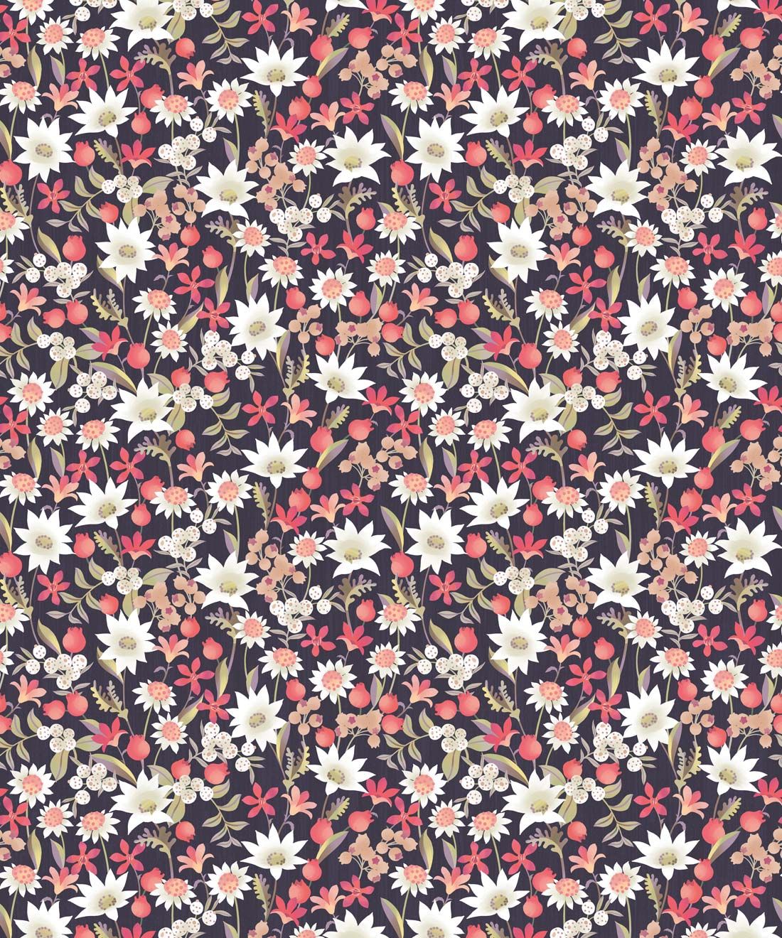Flannel Flowers Wallpaper • Red Night • Swatch