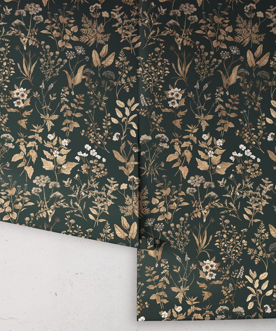 Herb Antique Wallpaper • Hackney & Co. • Forest Green • Roll