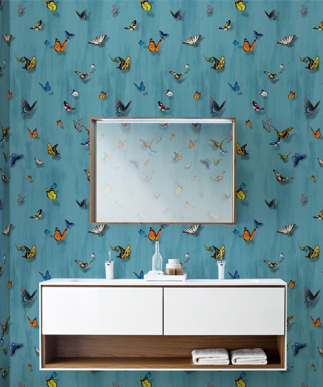 Papilio Wallpaper • Butterfly Wallpaper With Butterflies • Robin Blue • Insitu
