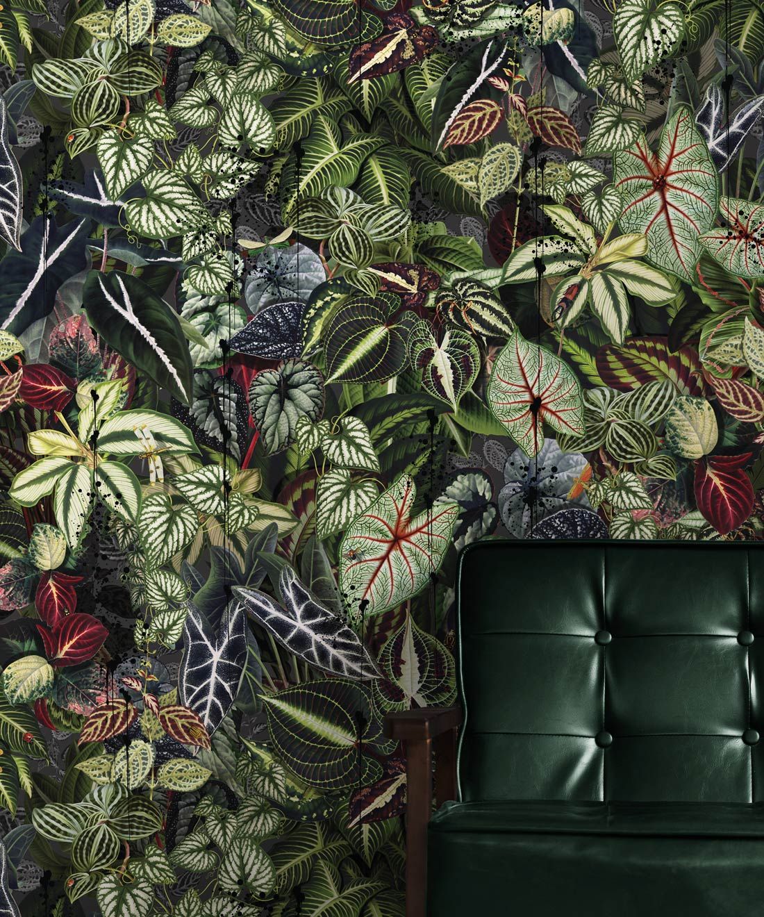 Verde Wallpaper • Green Leaf Wallpaper • Botanical Wallpaper • Night • Insitu
