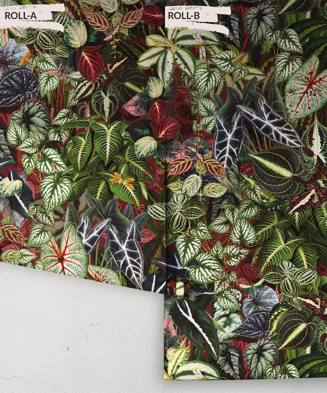 Verde Wallpaper • Green Leaf Wallpaper • Botanical Wallpaper • Ruby • Swatch