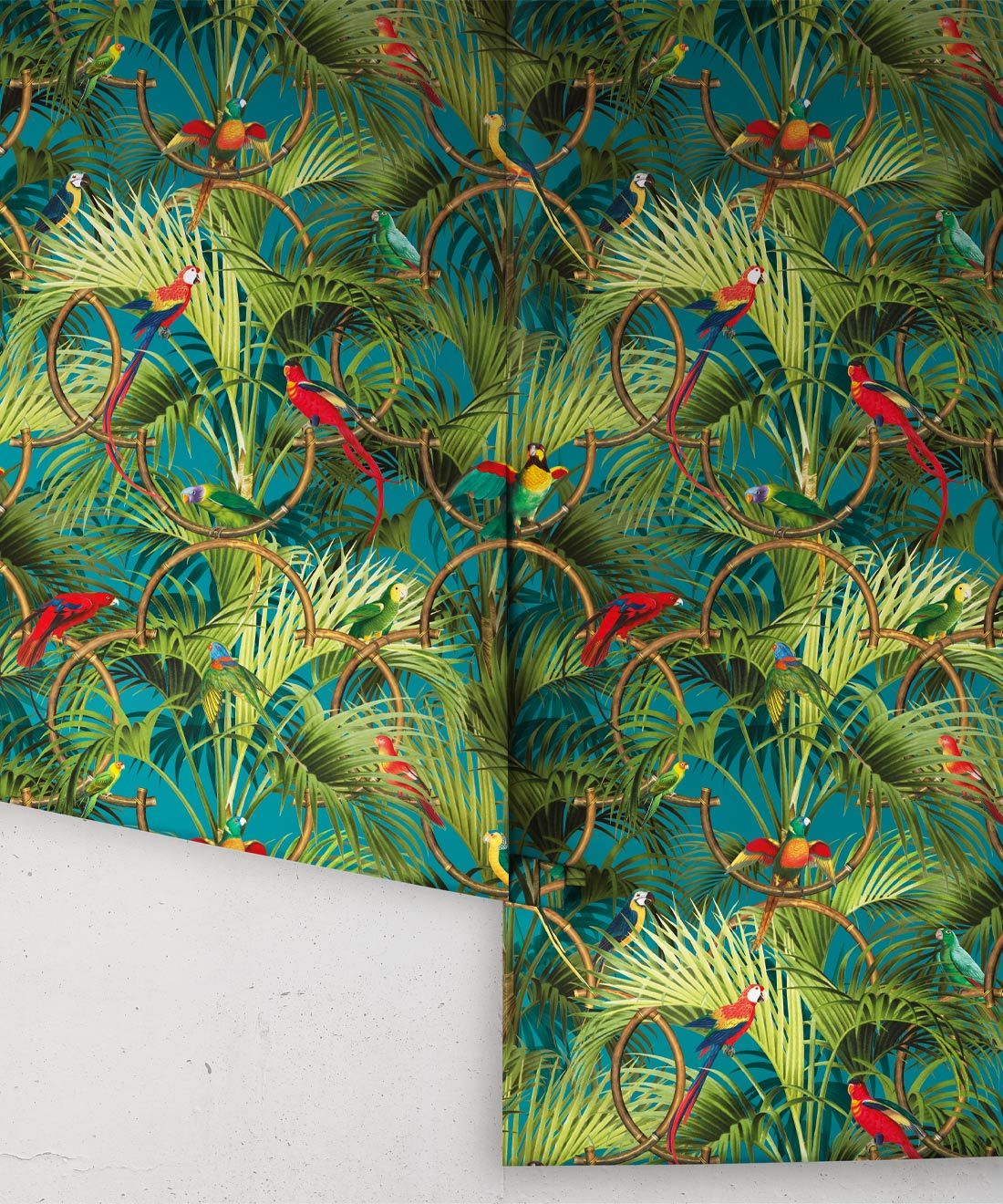 Copacabana Wallpaper • Tropical Bird Wallpaper • Oxford Blue • Roll