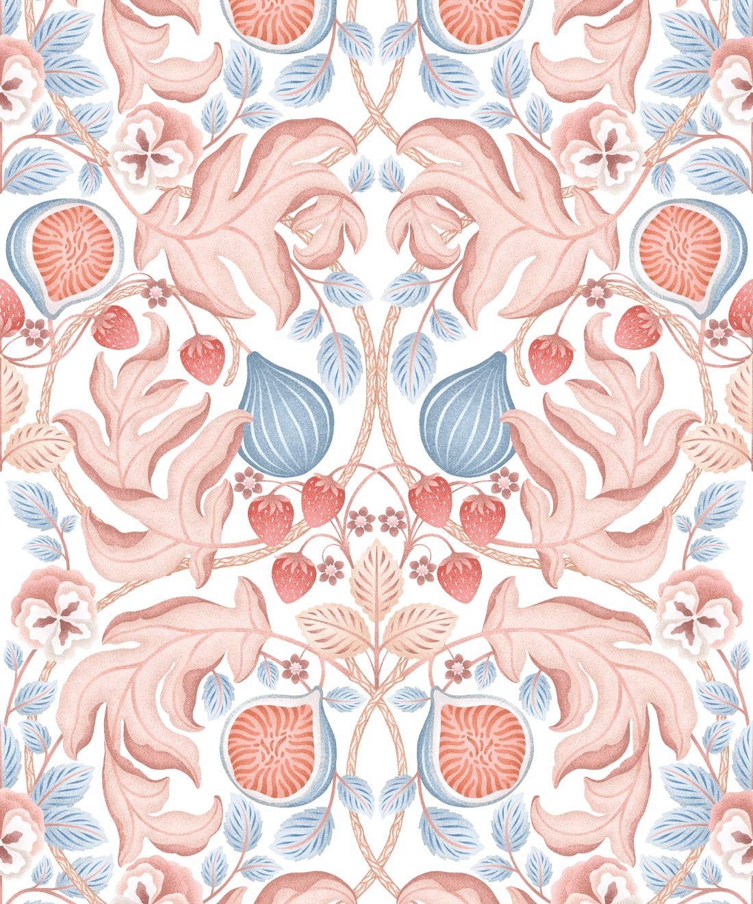 Figs & Strawberries Wallpaper • Botanical Fruit Wallpaper • Light • Swatch