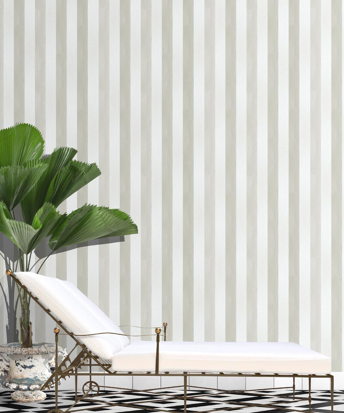 Fresco Stripe Wallpaper • Striped Wallpaper • Beige • Insitu