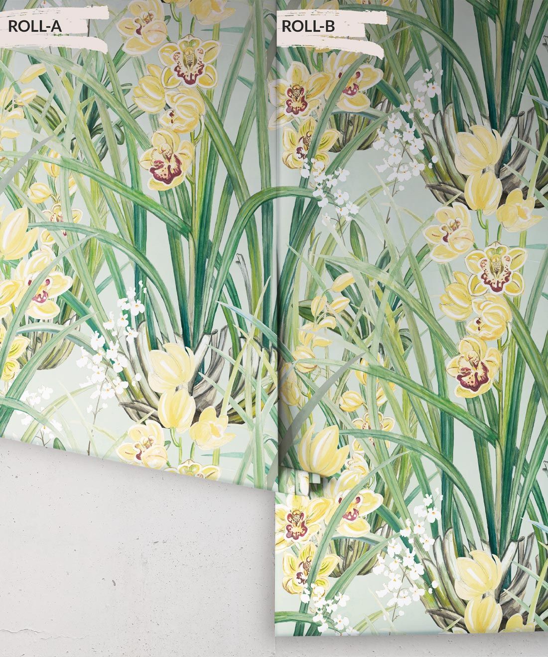 Garden Orchids Wallpaper • Blue • Rolls