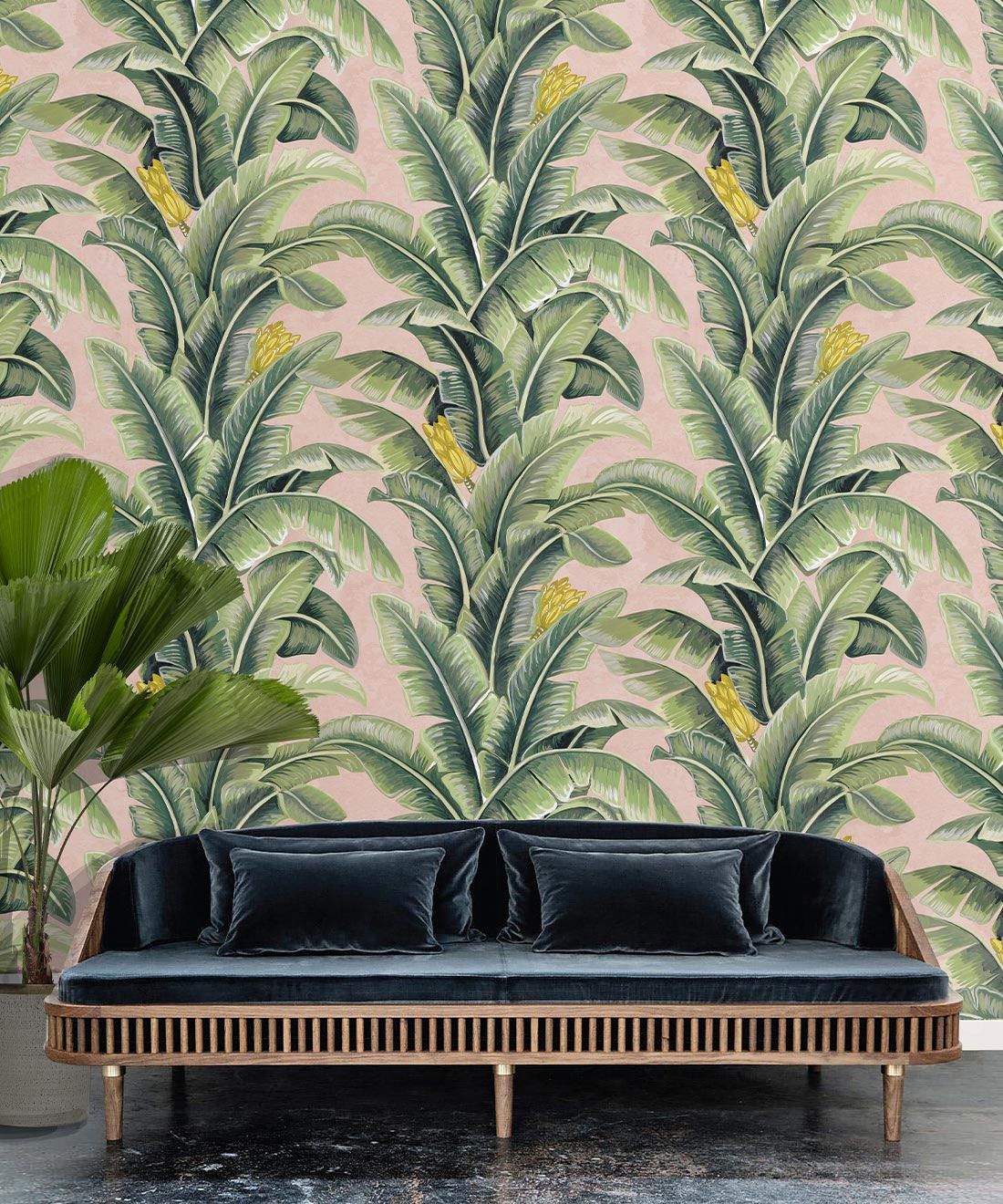 The Great Shalimar • Banana Leaf Wallpaper • Pink • Insitu