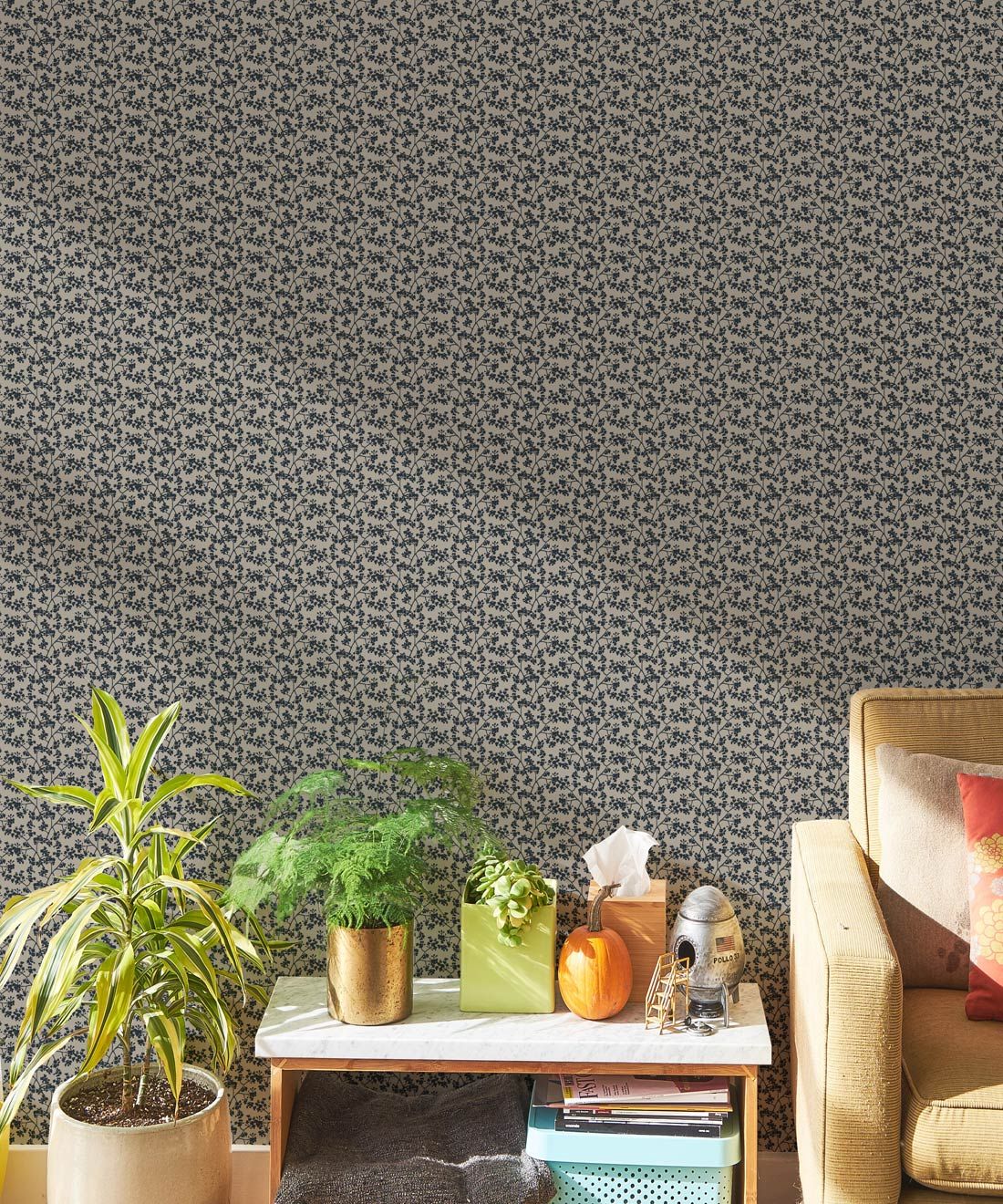 Seed Scattering Wallpaper • Hackney & Co. • Stone Navy • Insitu