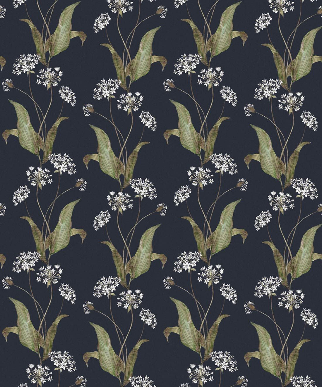 Wild Garlic Wallpaper • Hackney & Co. • Dark Navy • Swatch