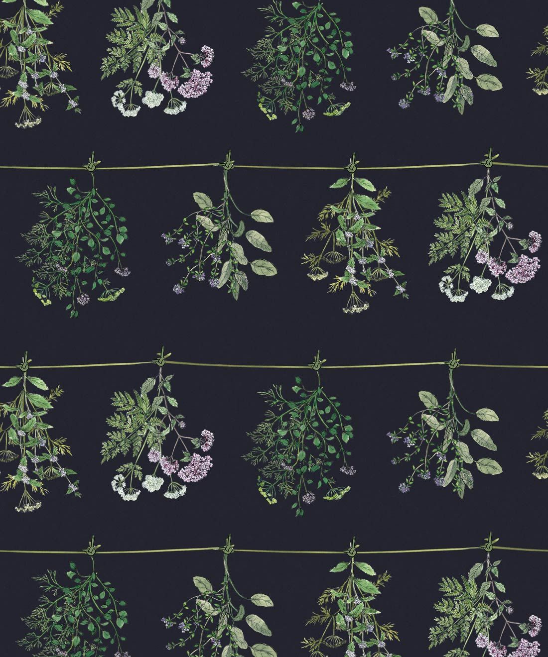 Dried Herbs Wallpaper • Hackney & Co. • Navy • Swatch